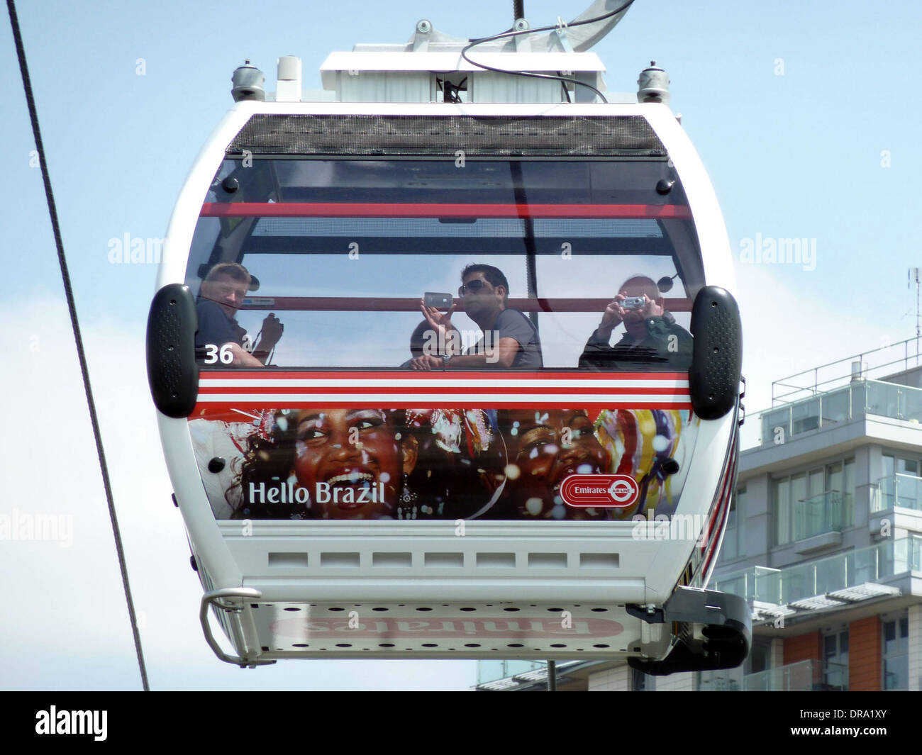 The opening day of the Emirates Air Line, a cable car crossing above ...