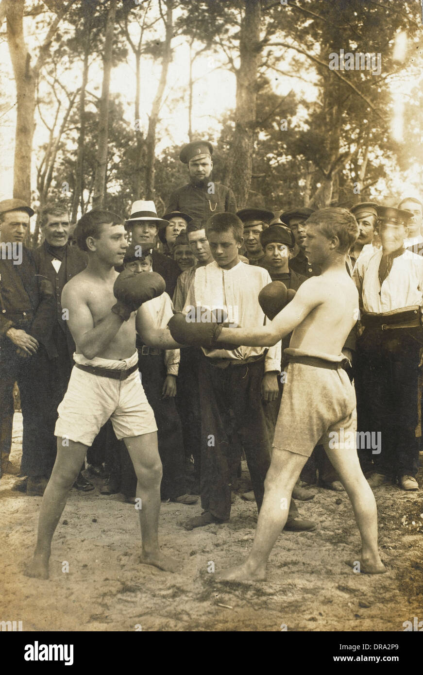 Russian Prisoners - Boxing - German Camp, WWI Stock Photo
