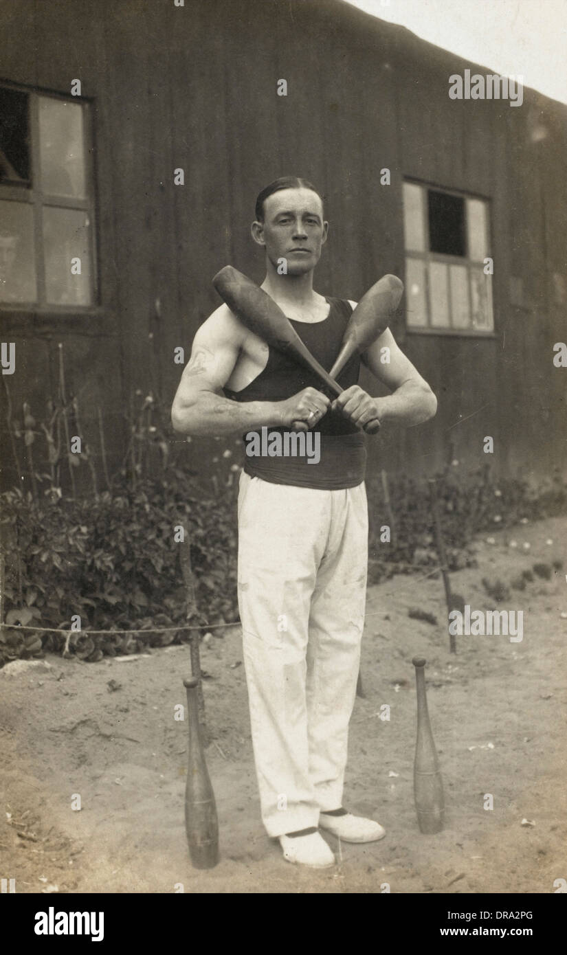Russian Prisoner - Juggler - German Camp, WWI Stock Photo