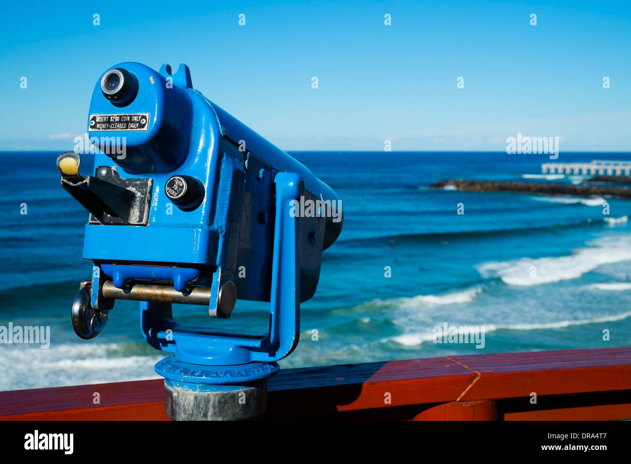 Public binoculars at viewpoint Point Danger in Coolangatta Australia Stock Photo