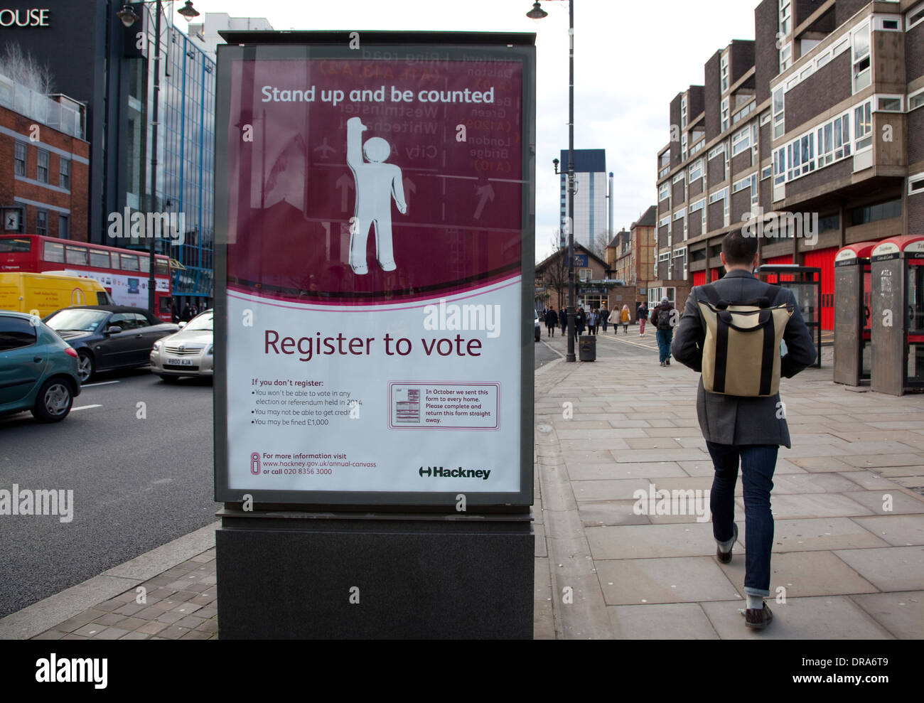 Register To Vote reminder poster in London street Stock Photo