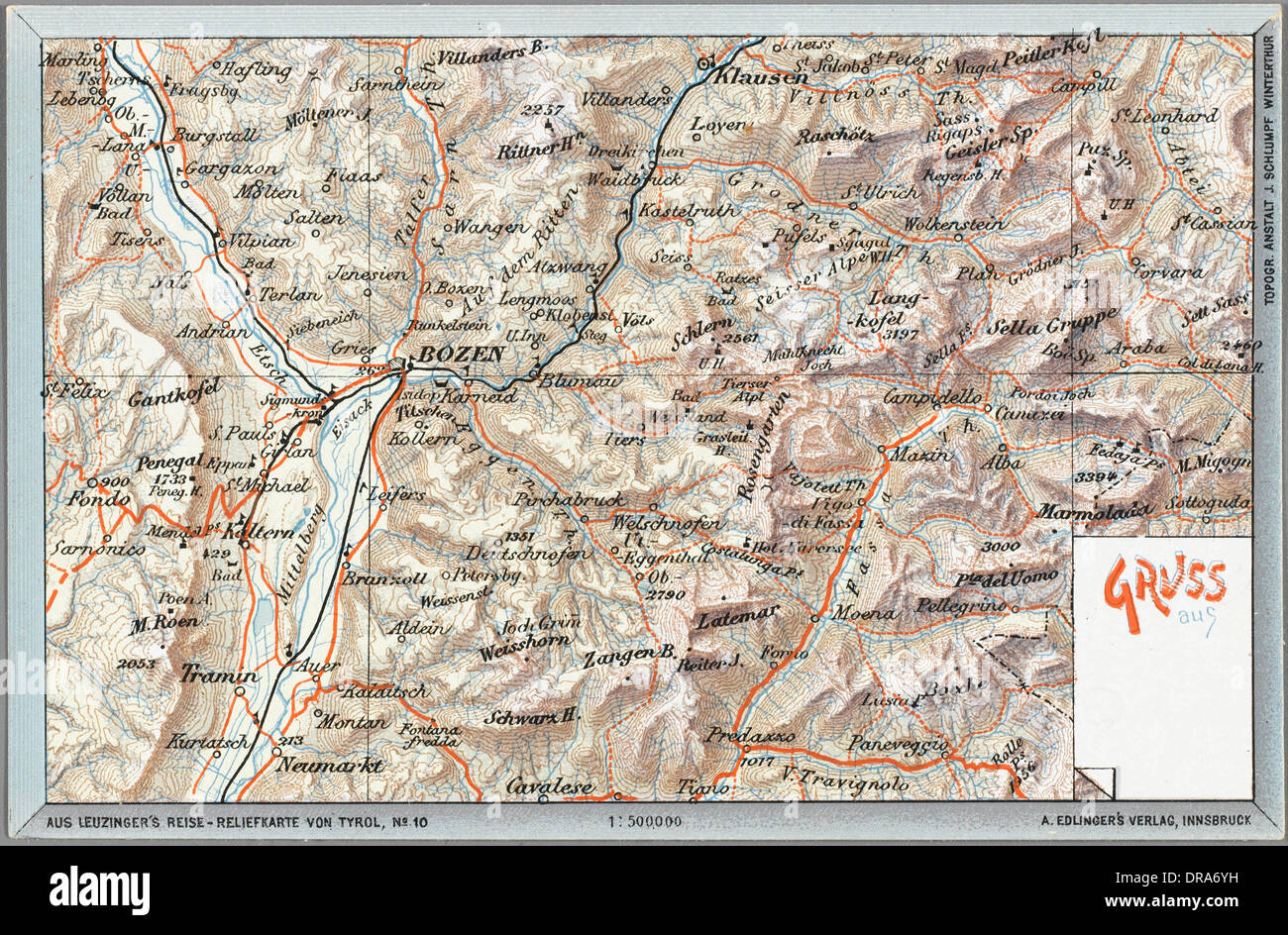 Map of Bozen / Bolzano - Italy Stock Photo