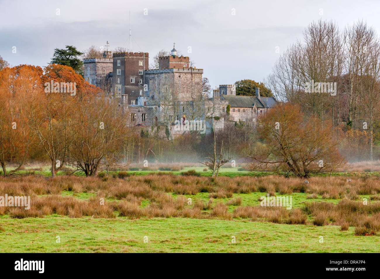 A view towards Powderham Castle, Kenton, Devon, England, UK, Europe