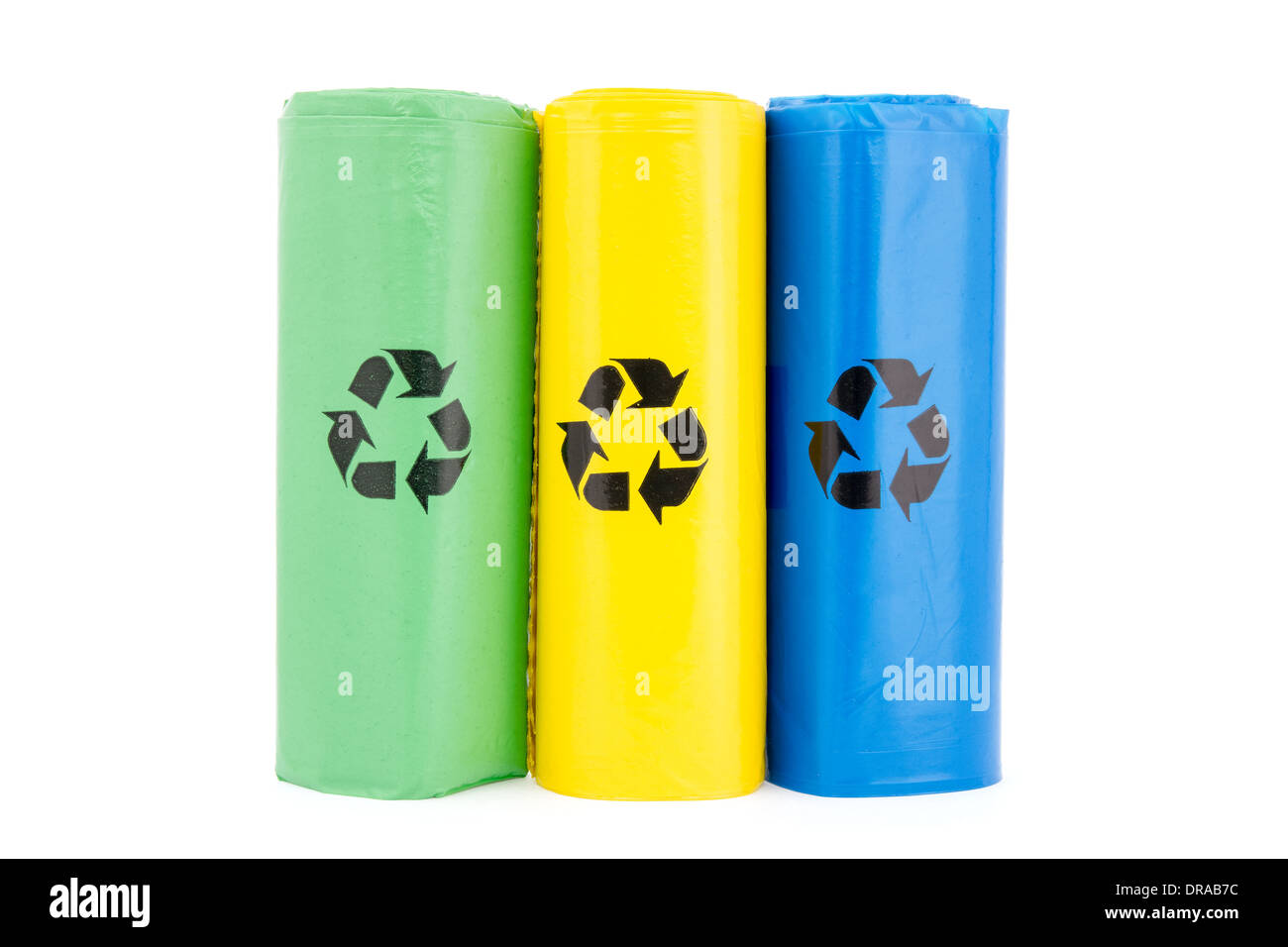 Bags for different recyclable garbage. Isolated on white background Stock Photo