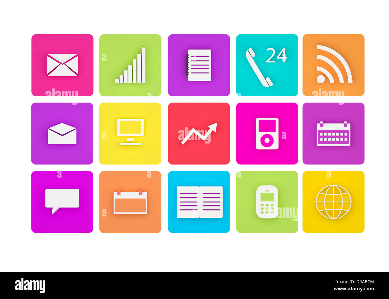 3d set of communication and media icons Stock Photo