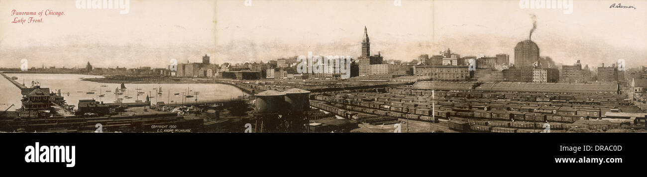 Panoramic view of the Port of Chicago Stock Photo