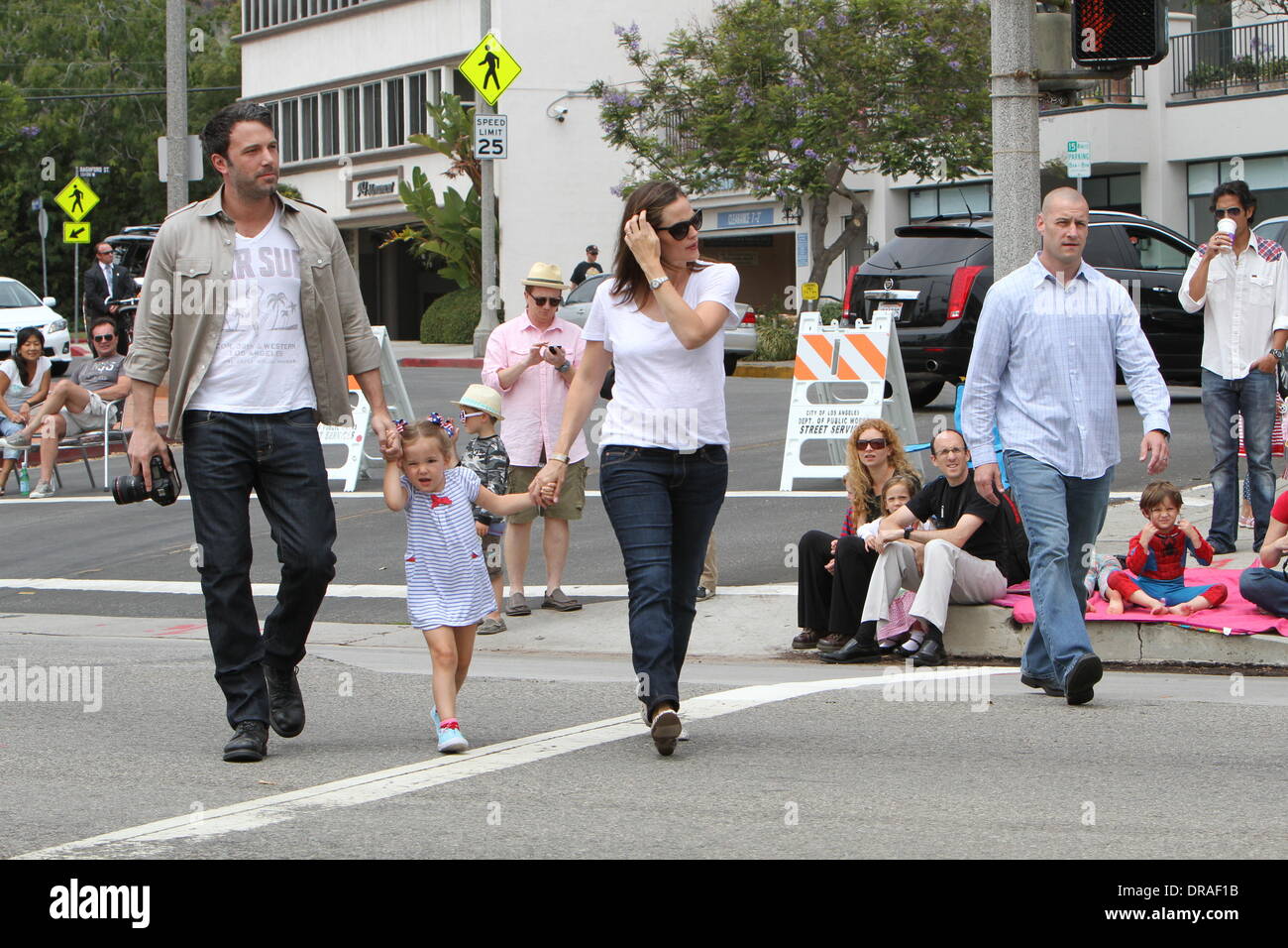 Ben Affleck, Jennifer Garner and their daughter Seraphina celebrate the
