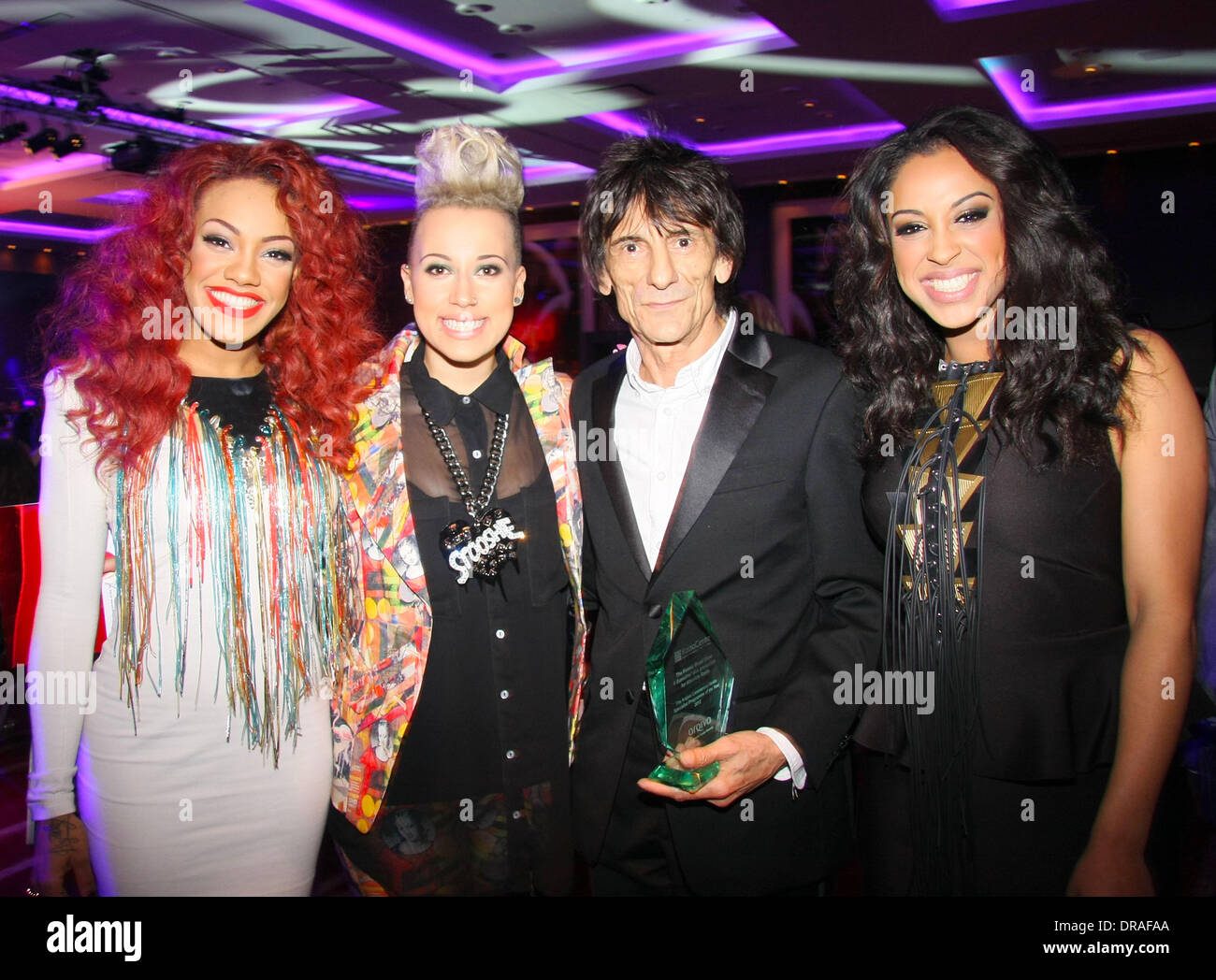 Ronnie Wood and Stooshe Arqiva Commercial Radio Awards 2012 London, England - 04.07.12 Stock Photo