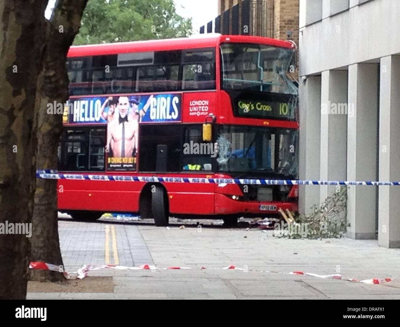 A number 10 bus has crashed