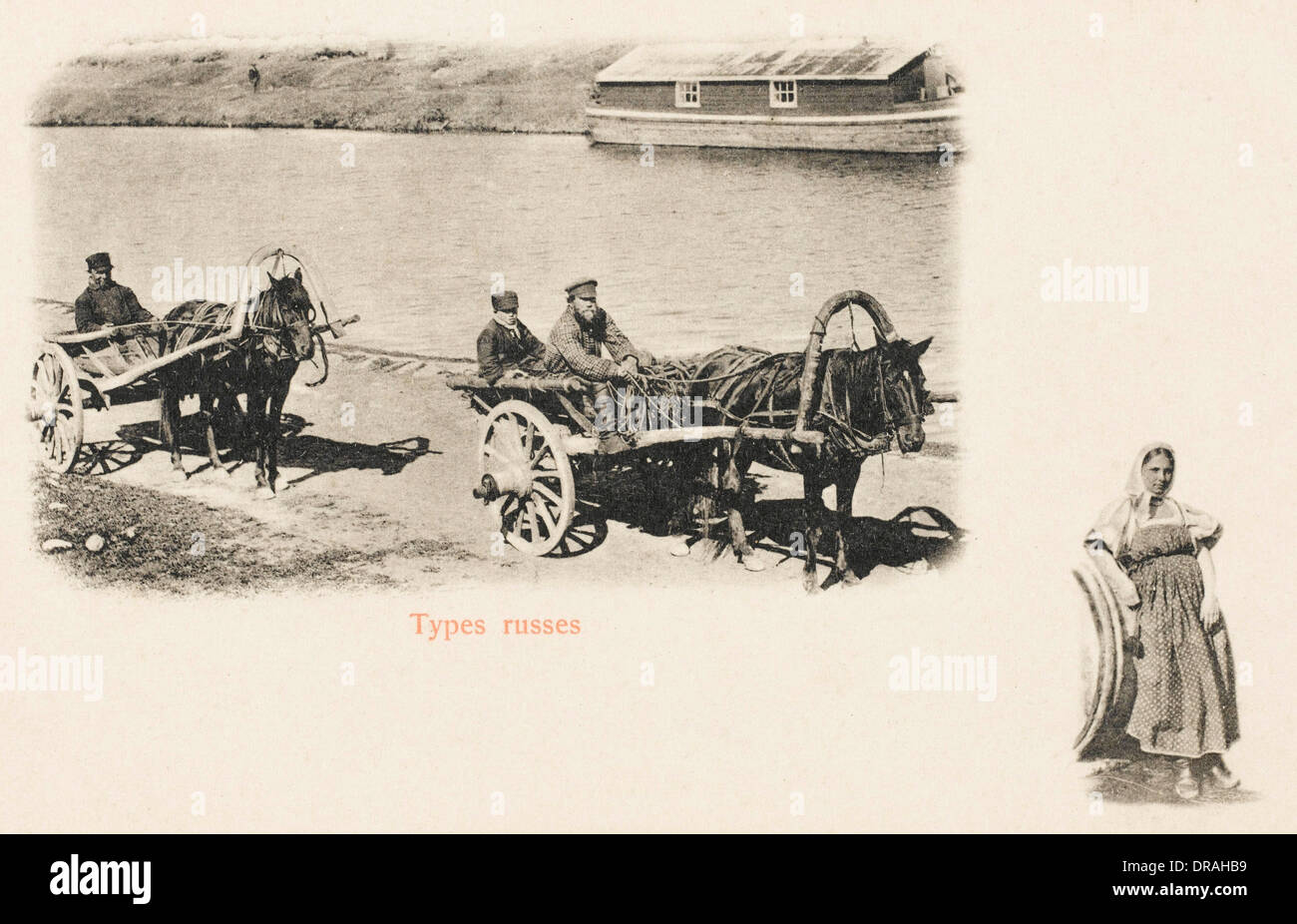 Russian horse-drawn carts Stock Photo