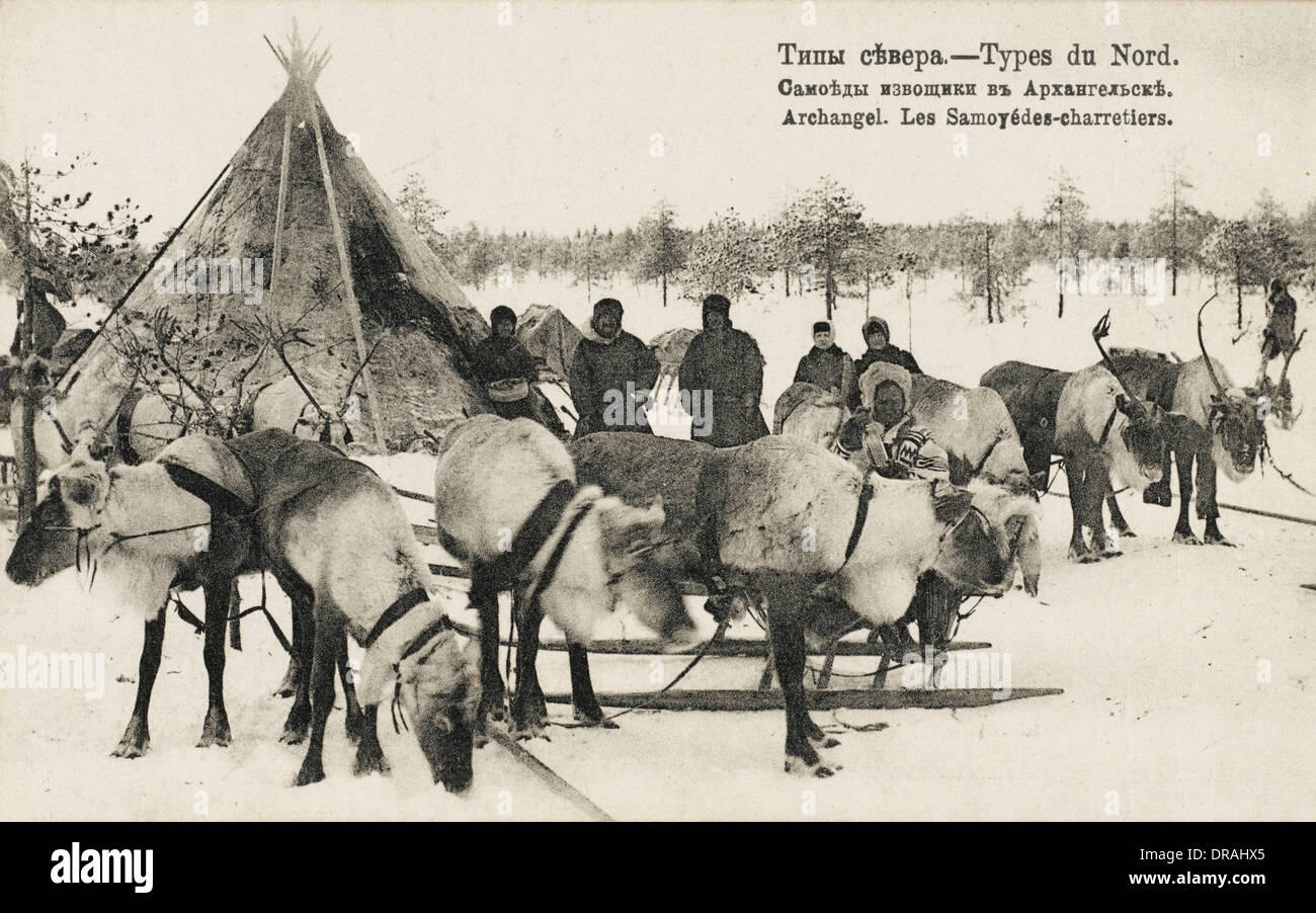 Samoyedic people in Arkhangelsk Stock Photo