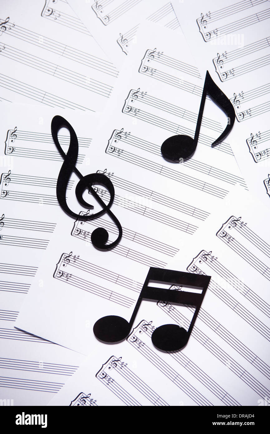 musical notes on musical papers Stock Photo - Alamy