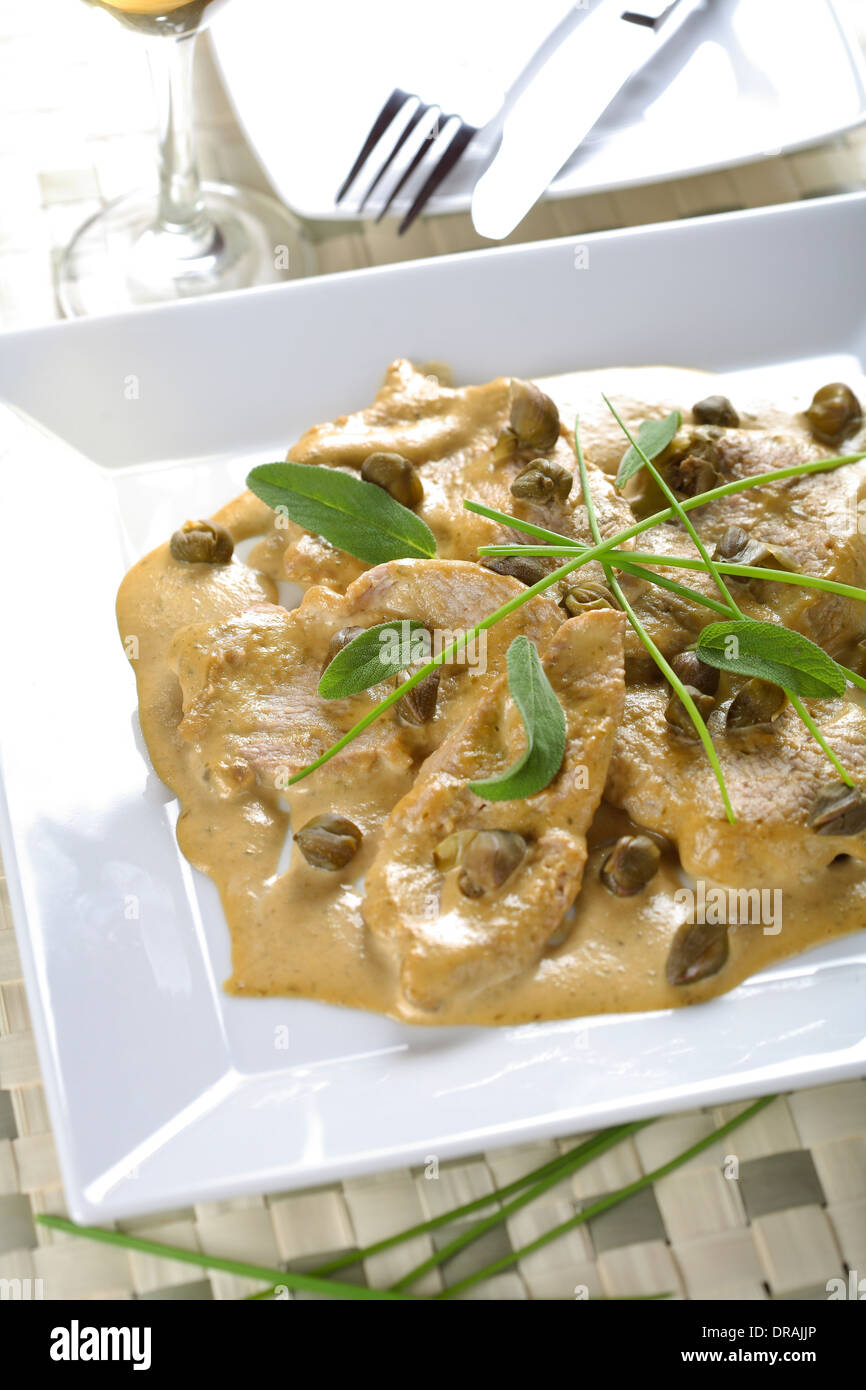 Vitello tonato, veal in tuna sauce with capers Stock Photo Alamy