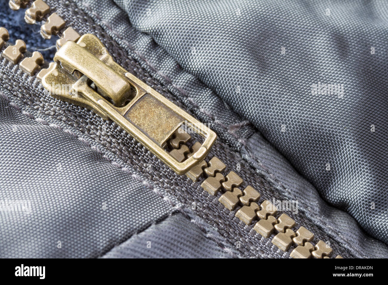 Close up zip detail on outdoor coat Stock Photo