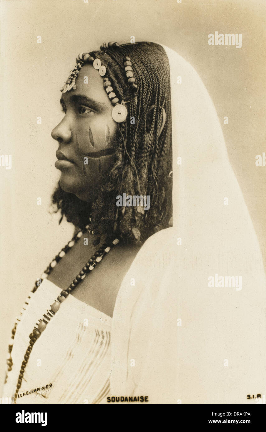 Sudanese woman with decorative cuts Stock Photo