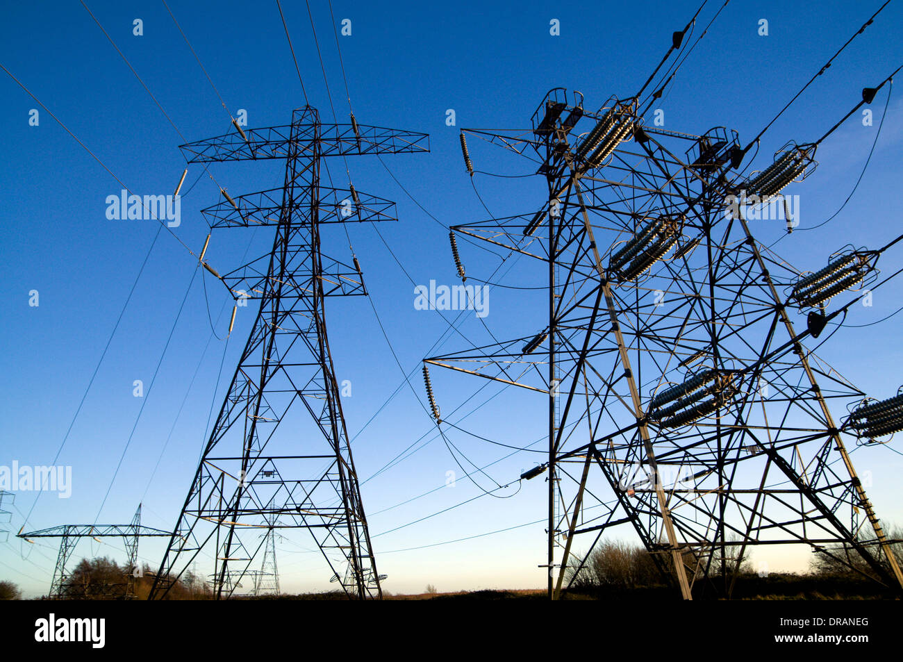 Electricity Supply Towers or Pylons, Newport, South Wales. Stock Photo