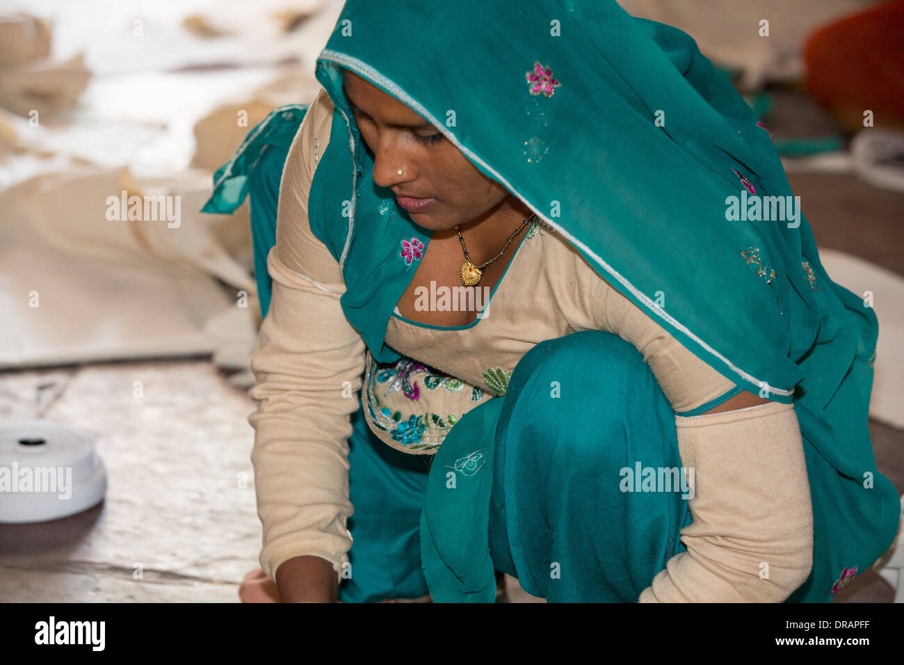 A disabled women sewing at the Barefoot College in Tilonia, Rajasthan