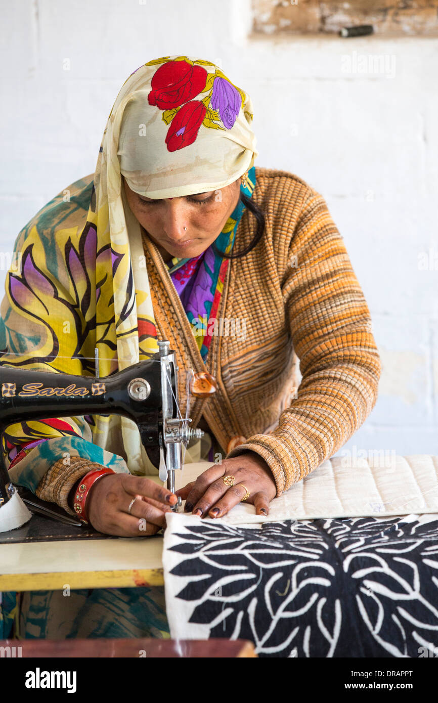 A disabled women sewing at the Barefoot College in Tilonia, Rajasthan