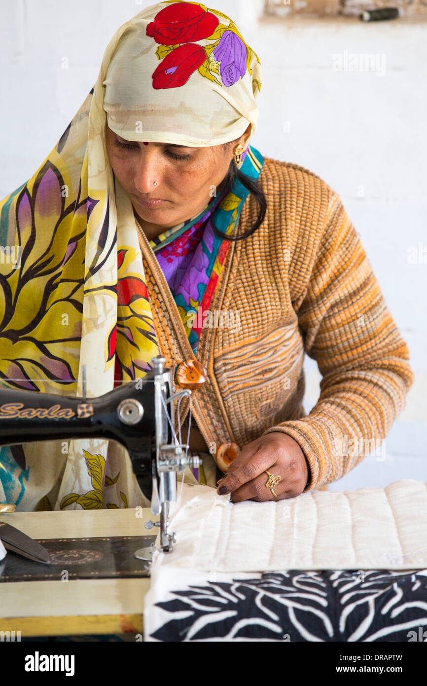 A disabled women sewing at the Barefoot College in Tilonia, Rajasthan