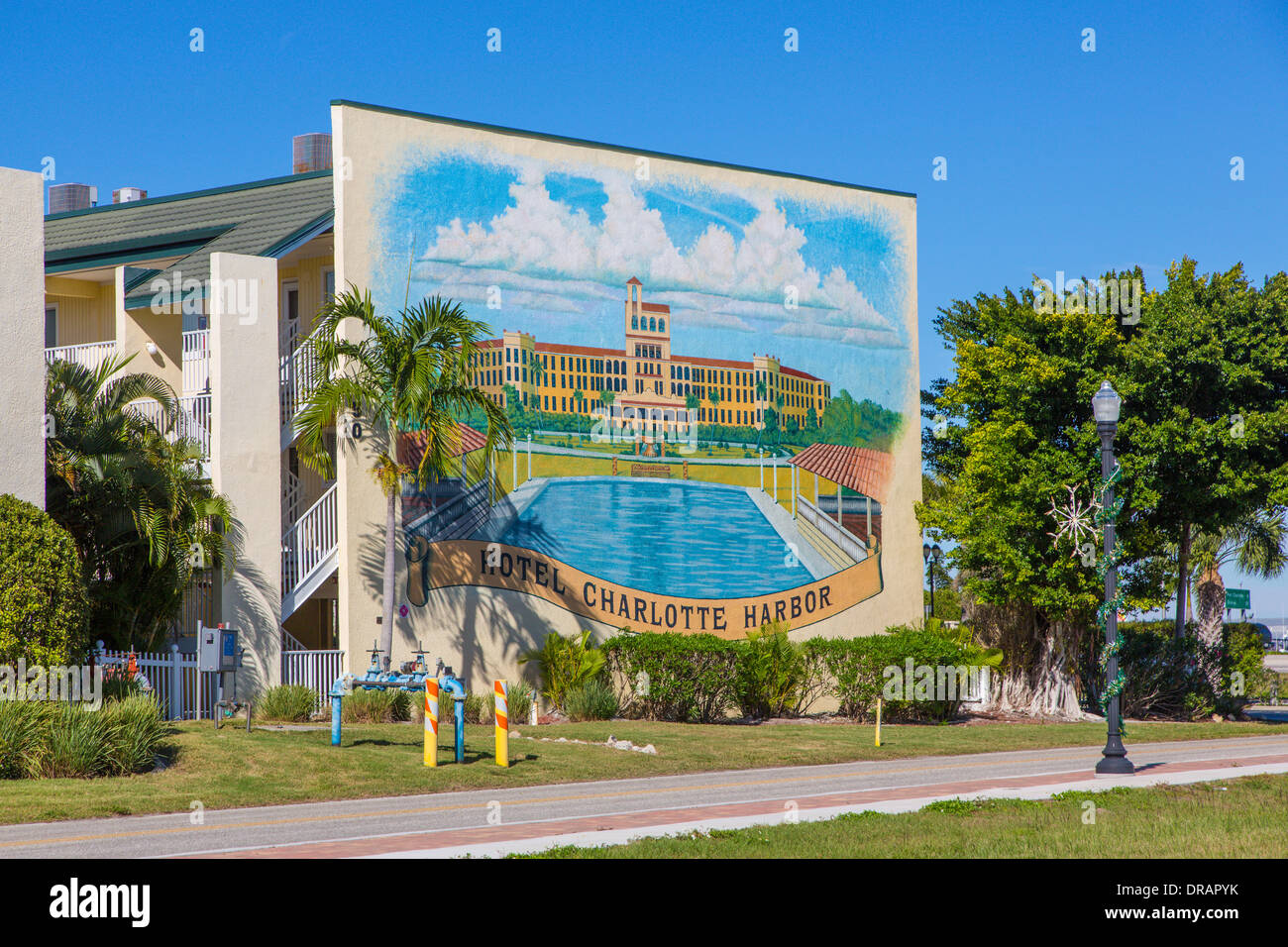 Mural painted on outdoor walls of buildings in Punta Gorda Florida Stock Photo