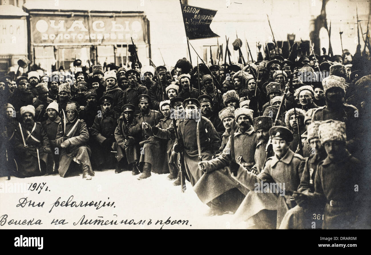 Russian troops at the time of the Revolution Stock Photo