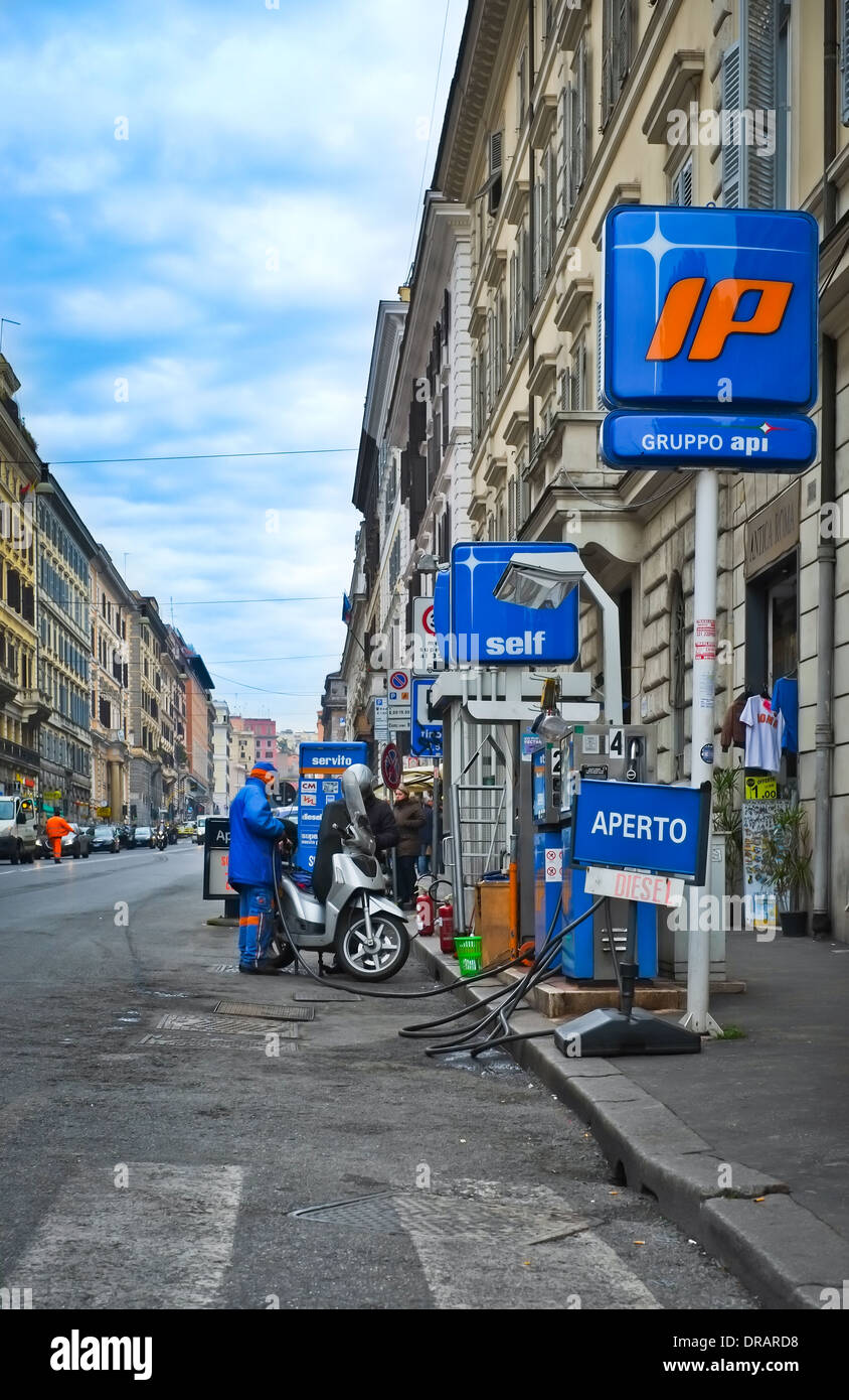 Petrol Station in Rome, Italy Stock Photo