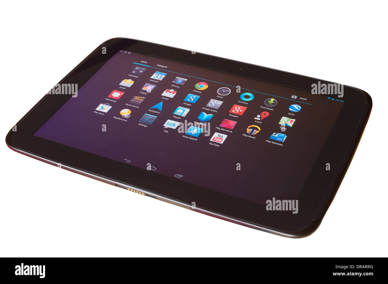 Google Nexus 10 tablet showing apps available isolated on white background  Stock Photo - Alamy