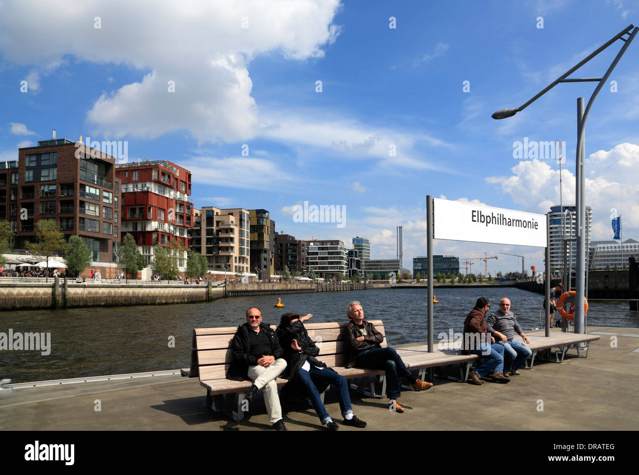 Jetty pier at the new  ELBPHILHARMONIE, Hafencity, Hamburg, Germany, Europe Stock Photo