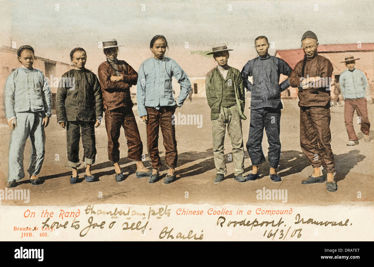 South Africa - Transvaal - Chinese Coolies in a Compound Stock Photo