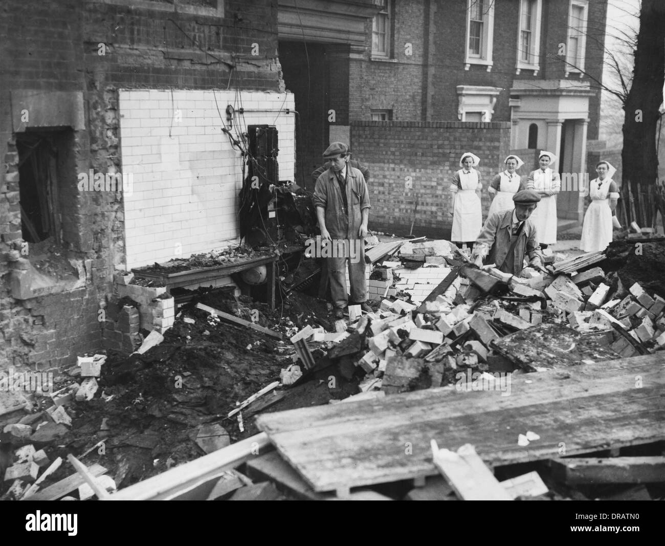 Damaged London Hospital - The Blitz Stock Photo