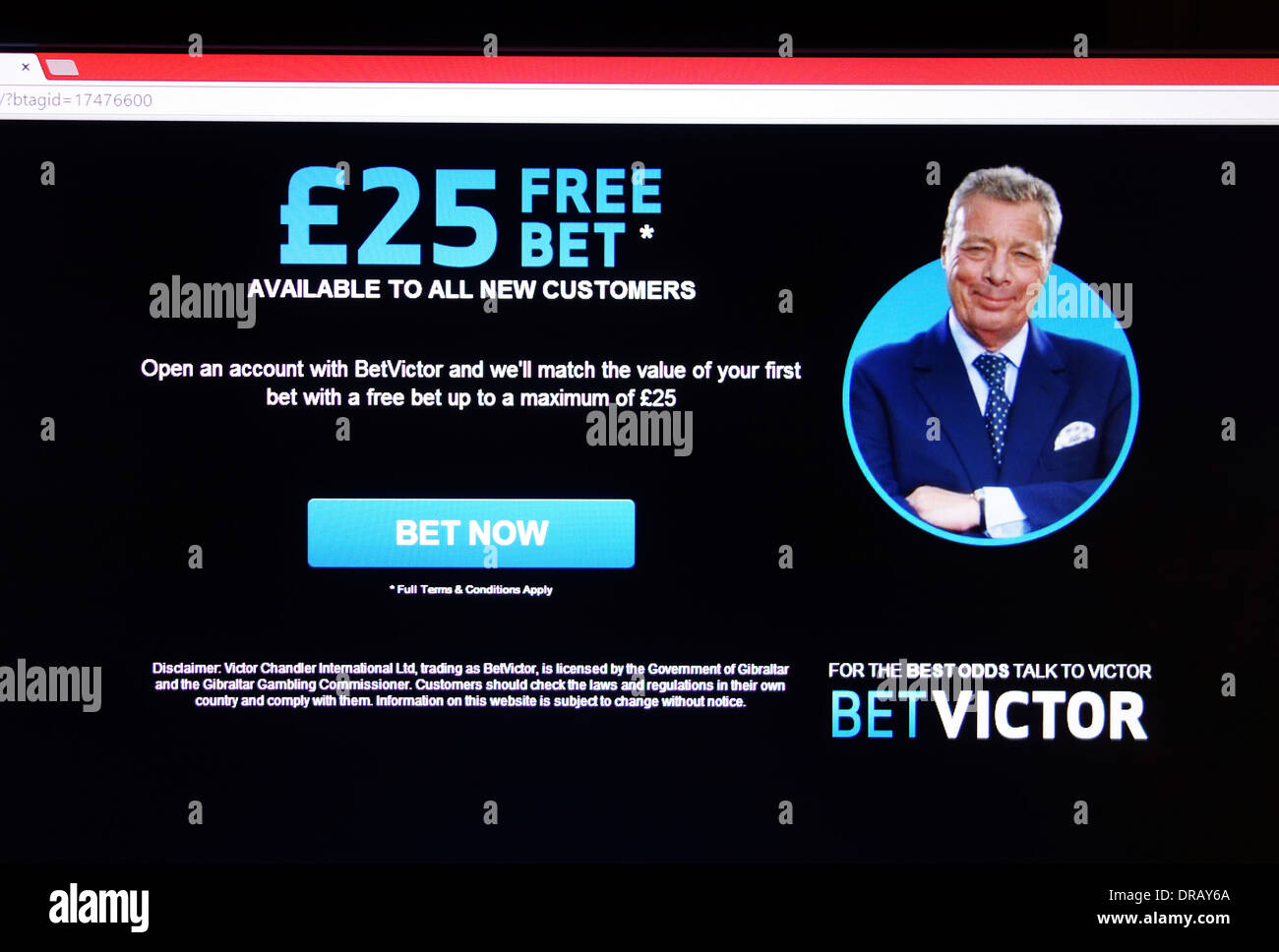 betvictor online internet betting web site Stock Photo