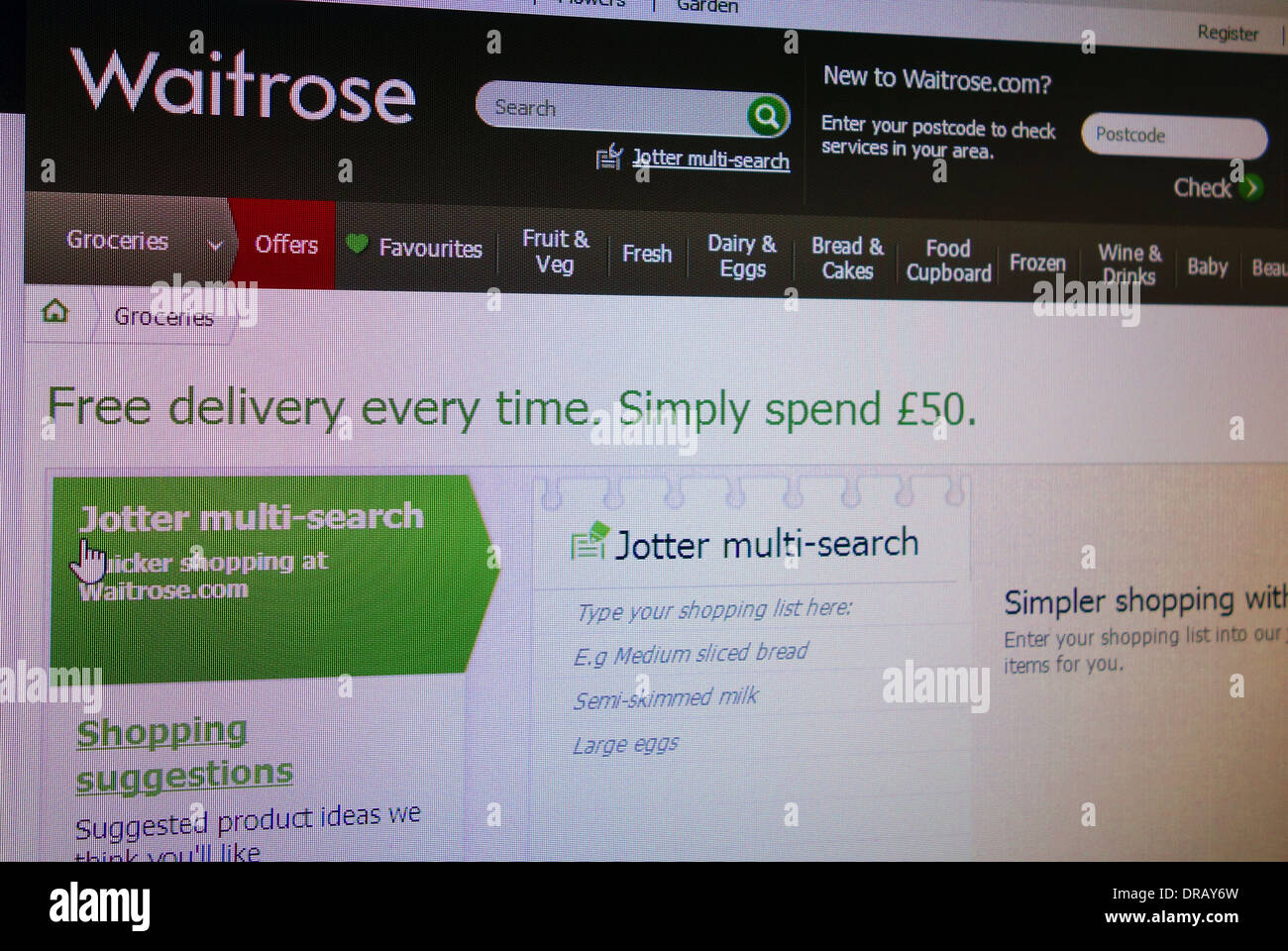 waitrose online shopping web site Stock Photo
