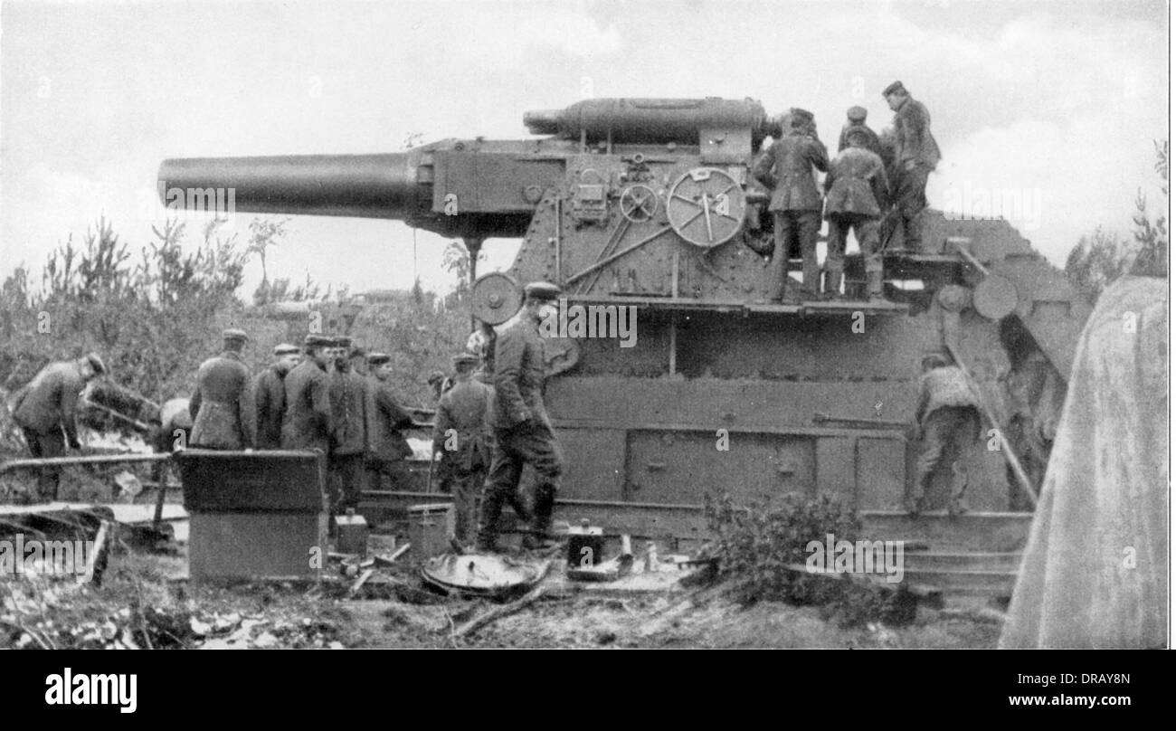 Big Bertha howitzer artillery gun, Liege, WW1 Stock Photo