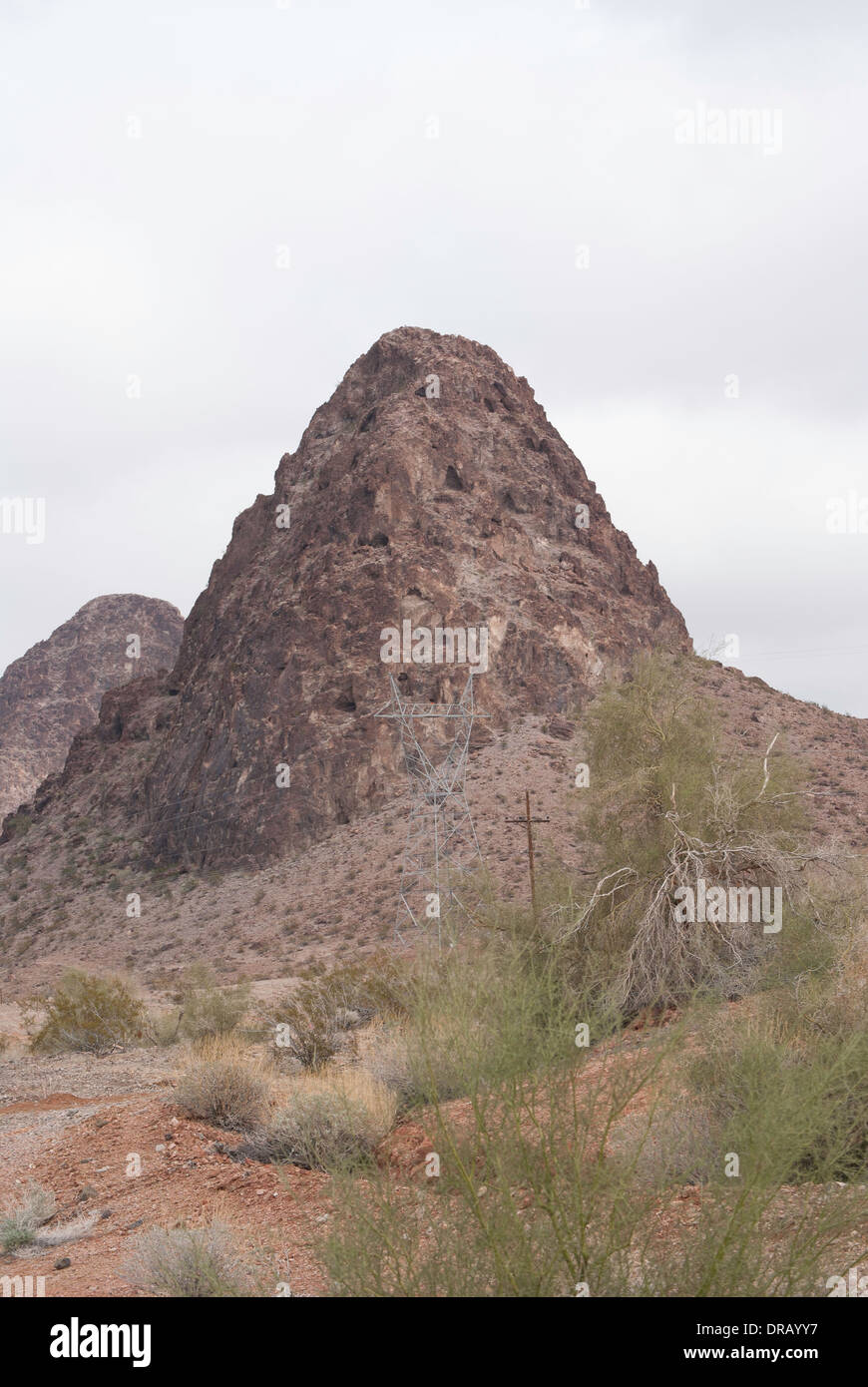 Beautiful rock formation in the Arizona Desert just north of Lake Havasu City. Stock Photo