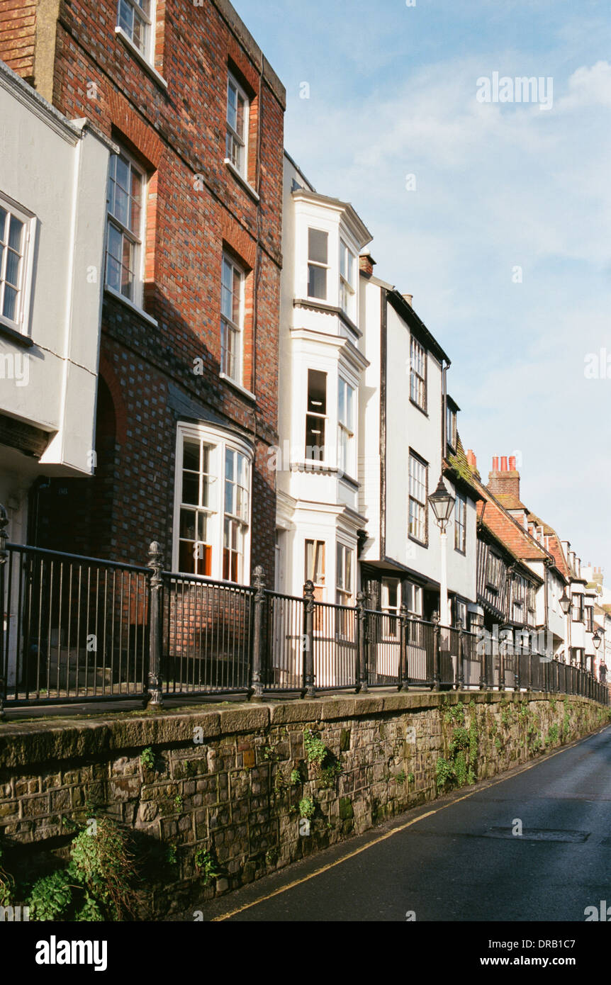 Old houses in All Saints Street, Hastings, East Sussex UK Stock Photo