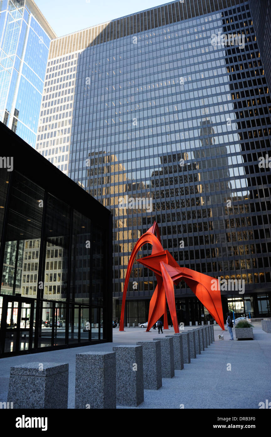 "Flamingo" sculpture in Chicago's Federal Plaza by Alexander Calder