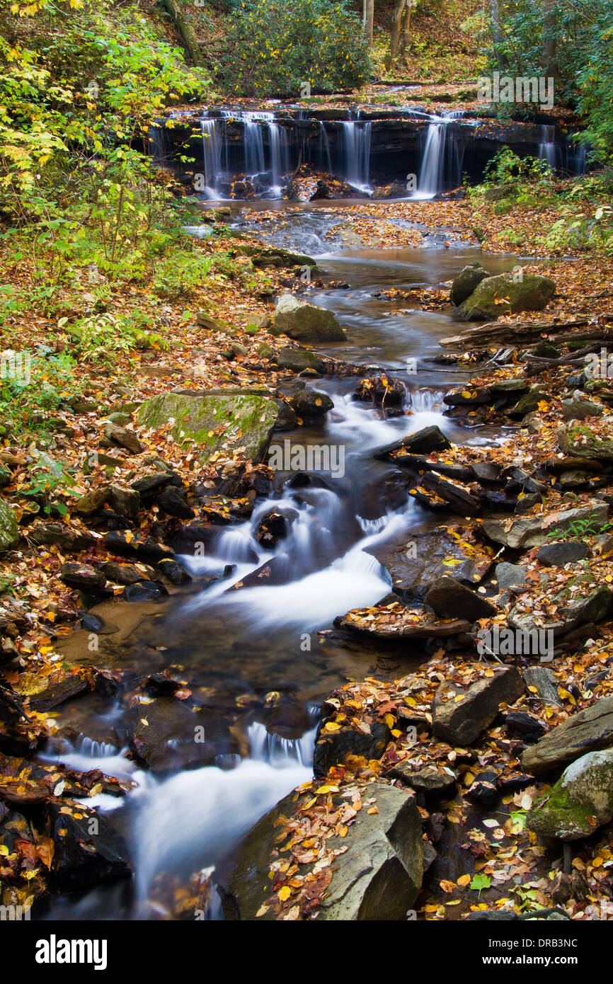 Pearson Falls in North Carolina photographed during the fall season