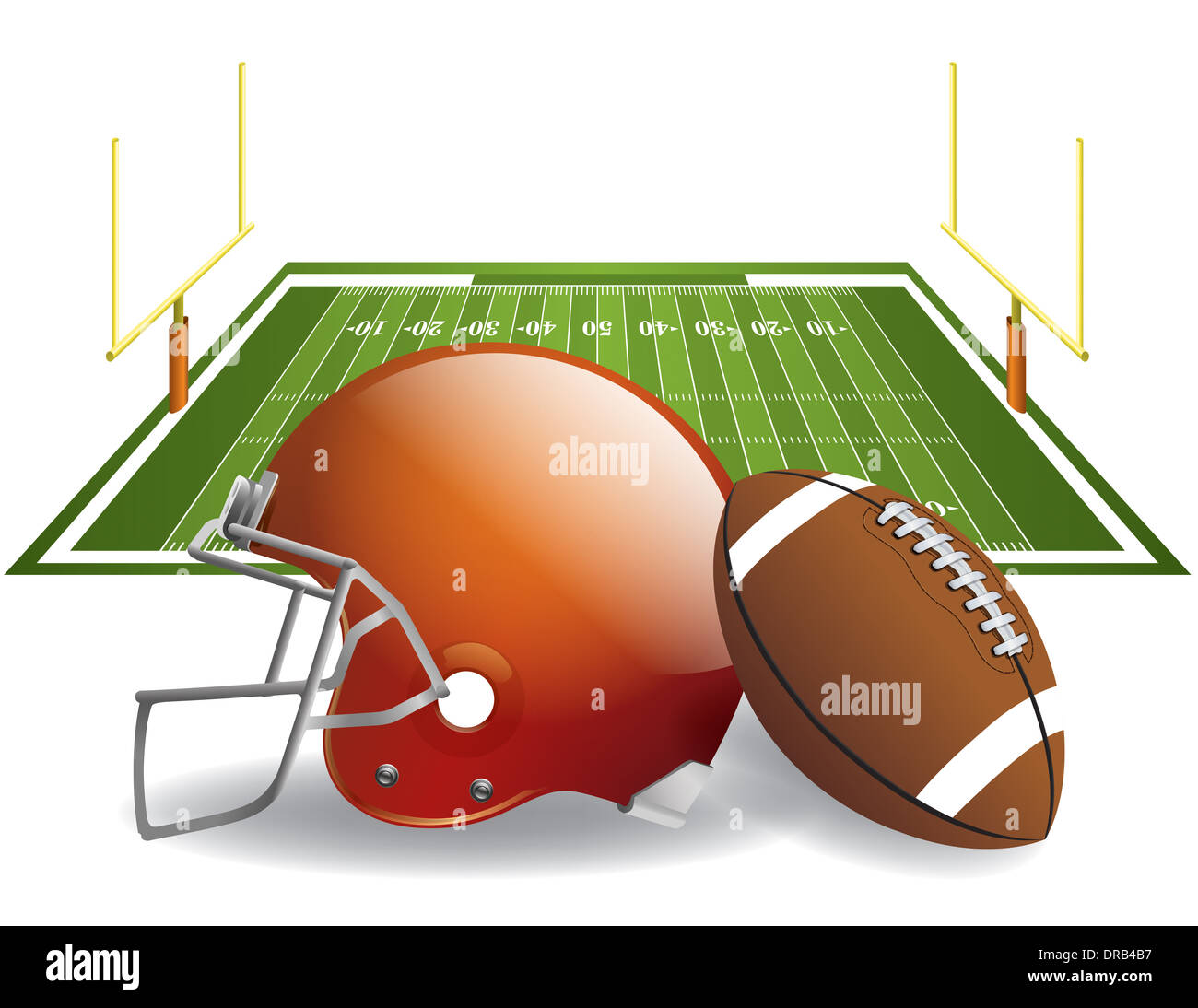 Vector illustration of American football helmet and ball on a field ...