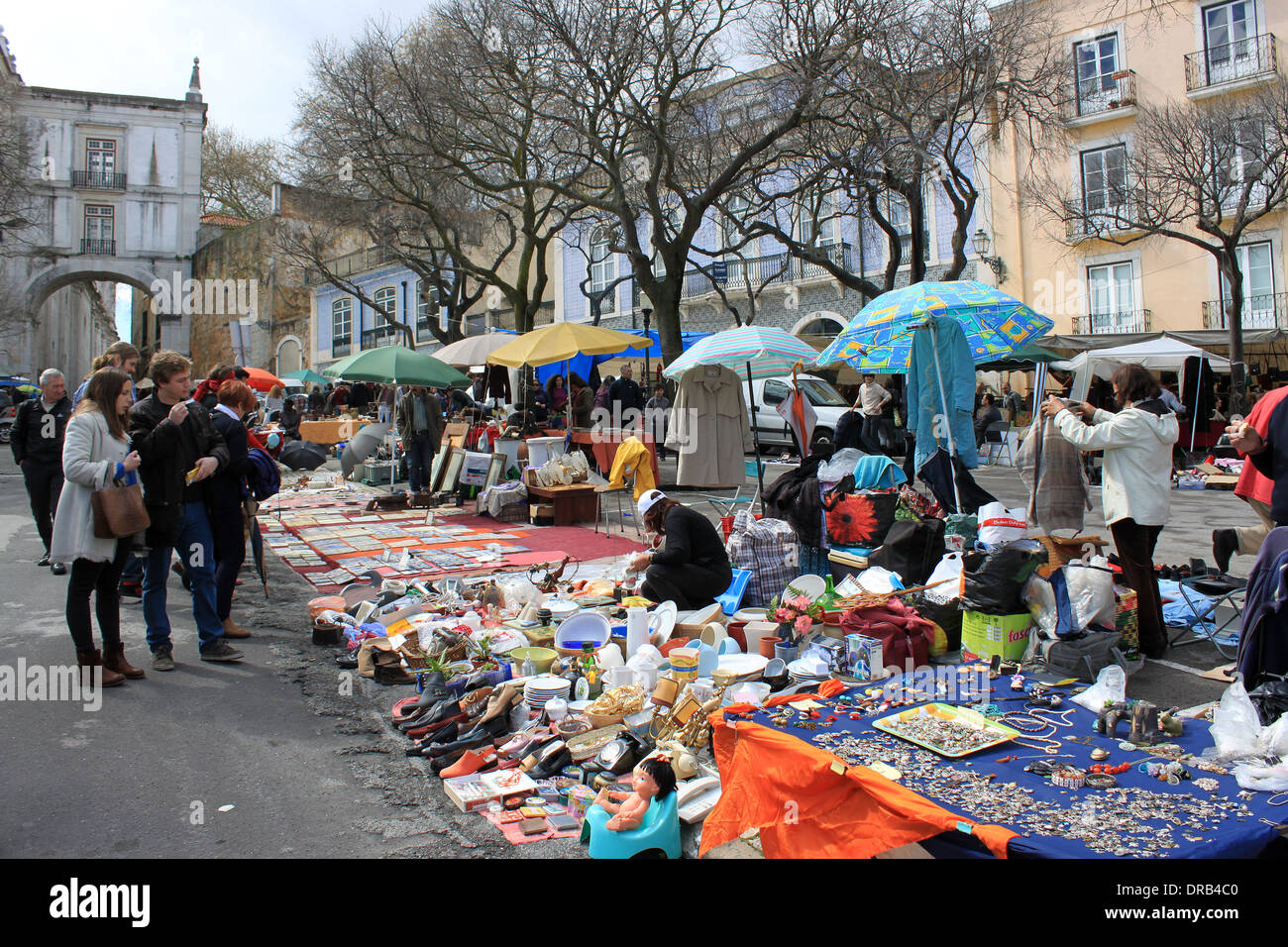 Feira da Ladra flea market in Alfama, Lisbon, Portugal, EDITORIAL Stock Photo
