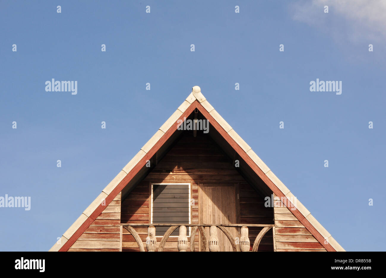 Gable roof of ancient house Stock Photo