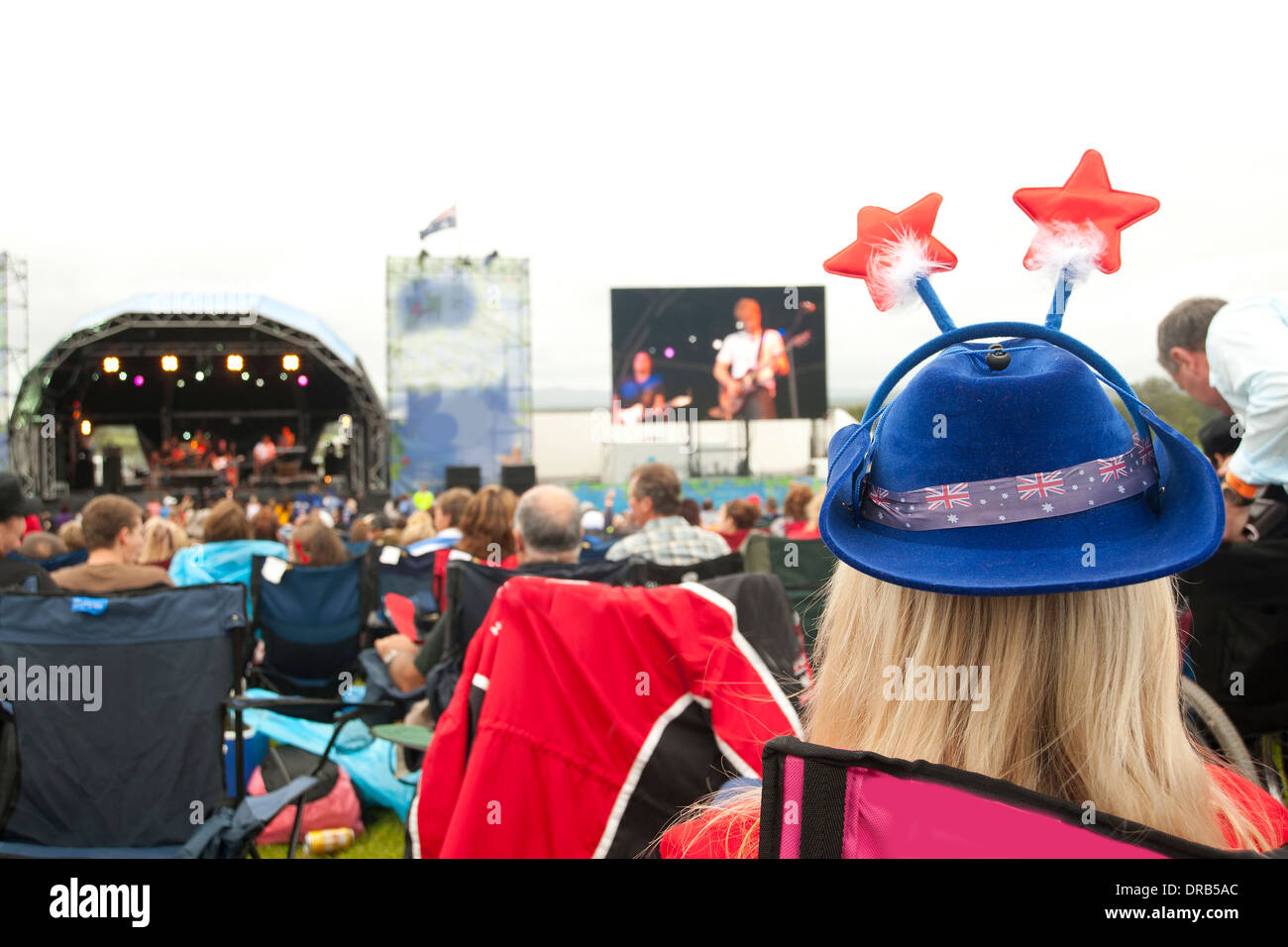 Australian outdoor concert fan Stock Photo