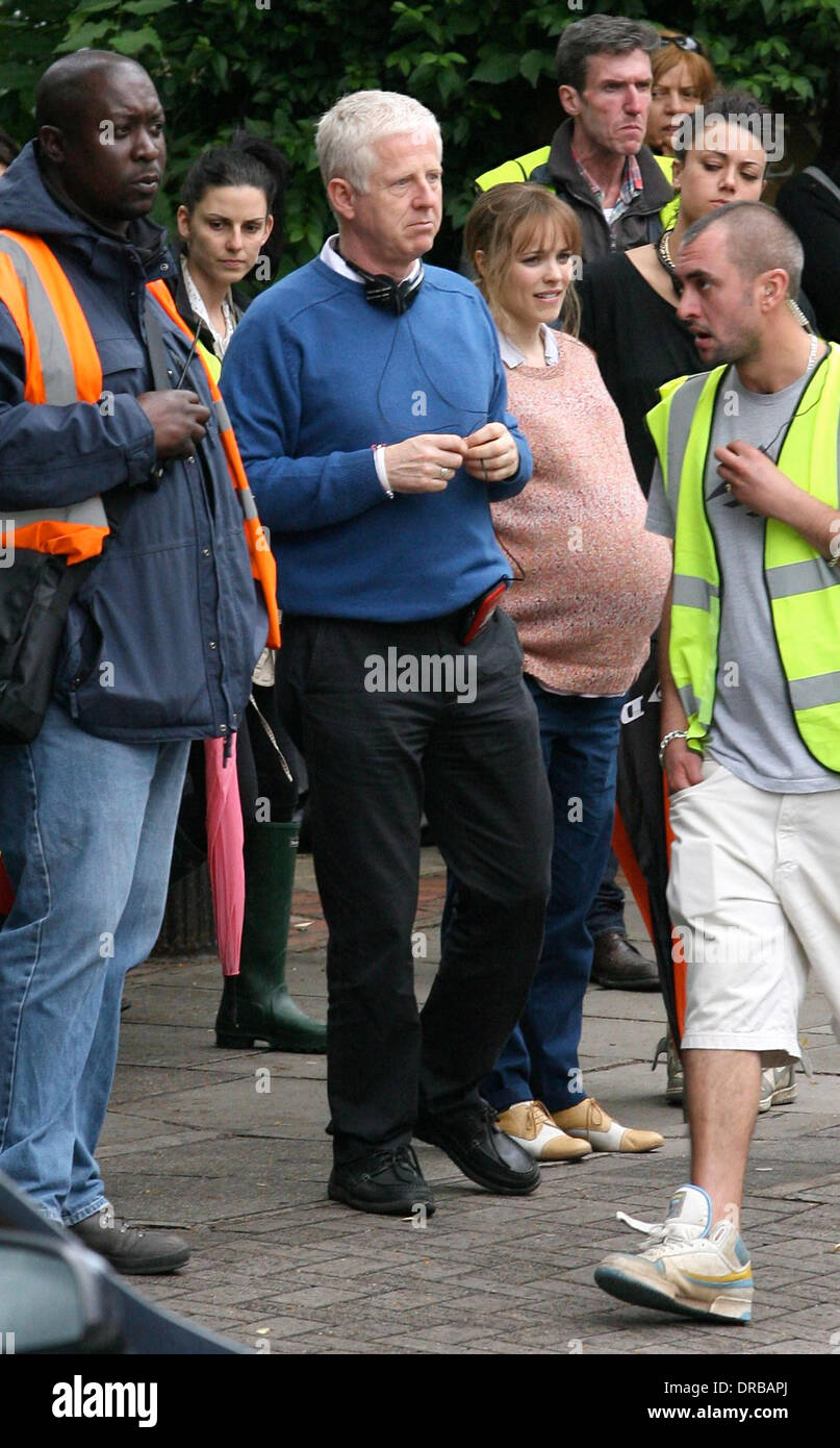 Director Richard Curtis  on the set of 'About Time', on location in London. Rachel McAdams plays pregnant Mary and Domhnall Gleeson is cast as time-traveller Tim in the new Richard Curtis film. London, England - 08.07.12 Stock Photo
