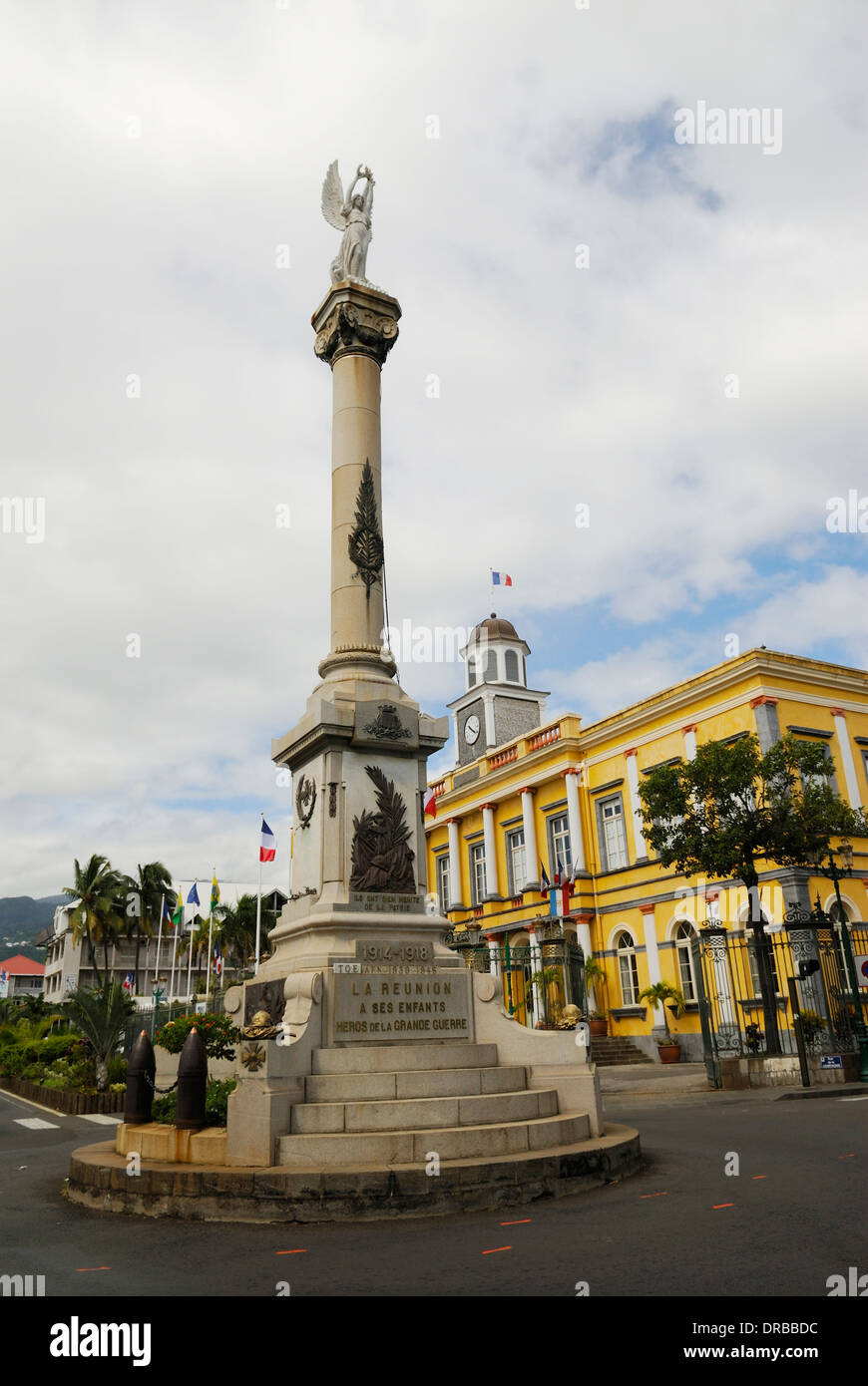 Monument in front of City hall in Saint Denis, Reunion Island Stock