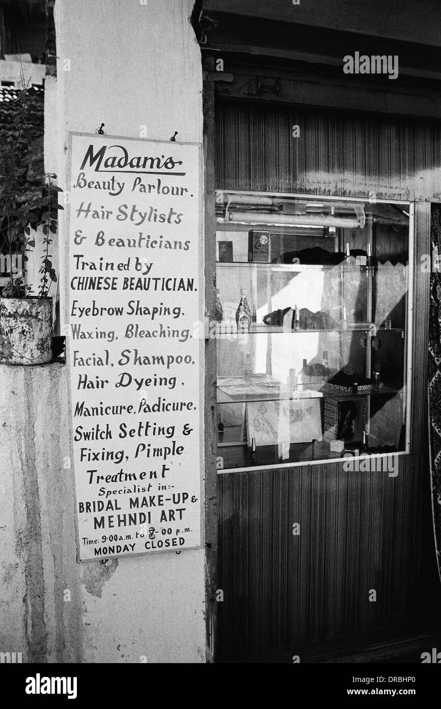 Beauty parlour menu, Ulhasnagar, Mumbai, Maharashtra, India, 1978 Stock Photo