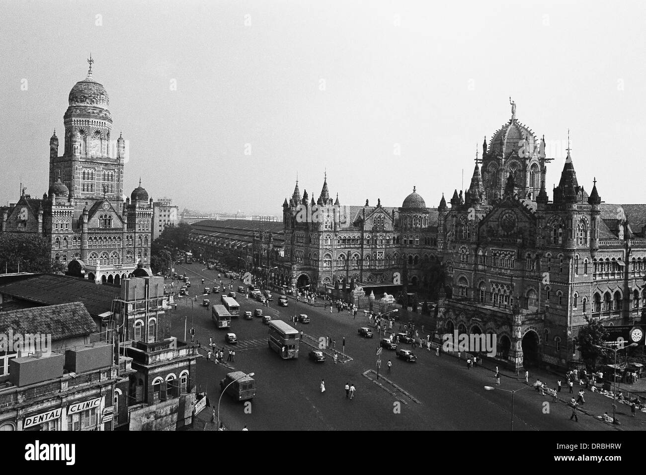 Victoria Terminus and BMC buildings, Mumbai, Maharashtra, India, 1982 Stock Photo