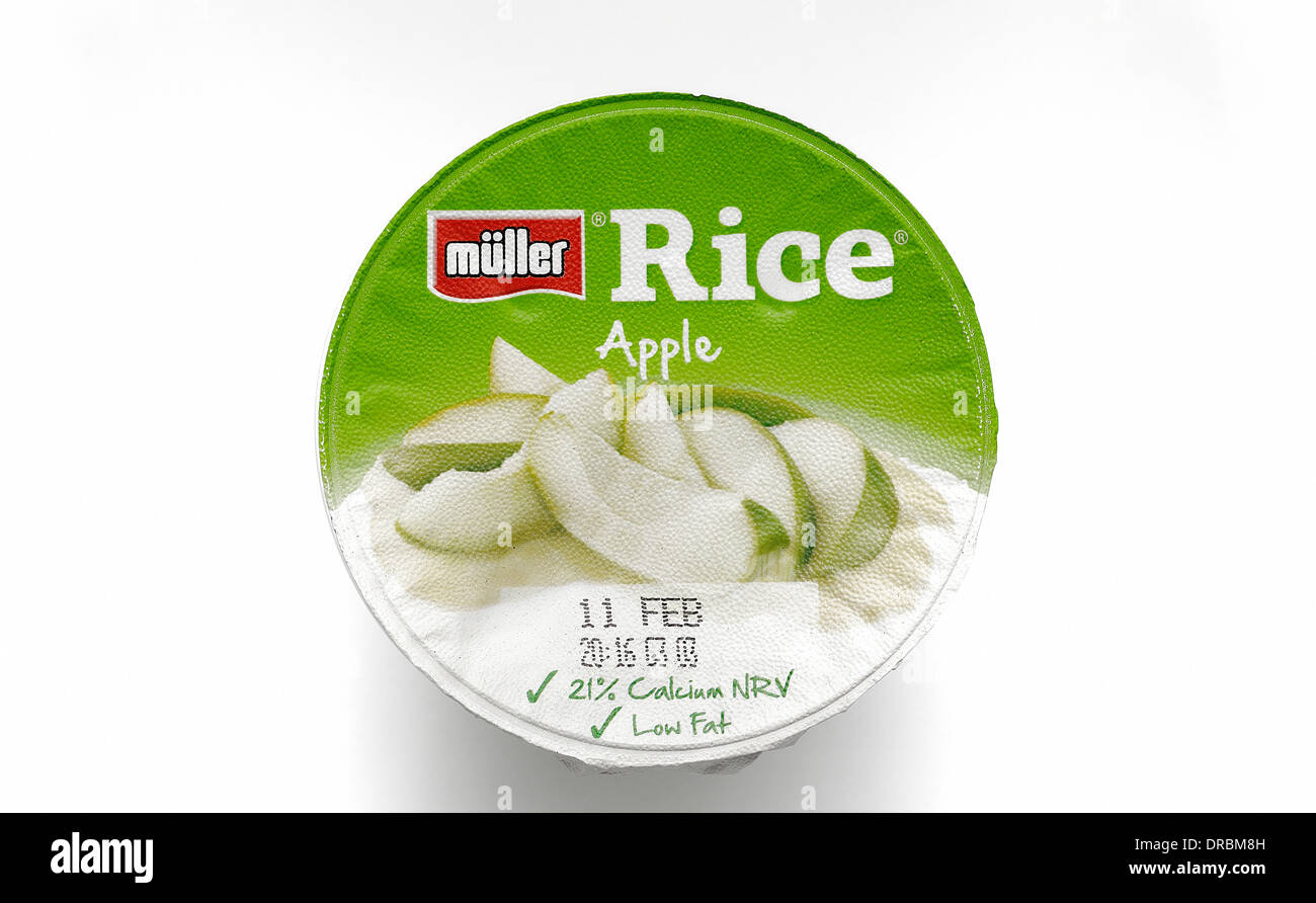 Muller low fat rice apple chilled dessert Stock Photo - Alamy