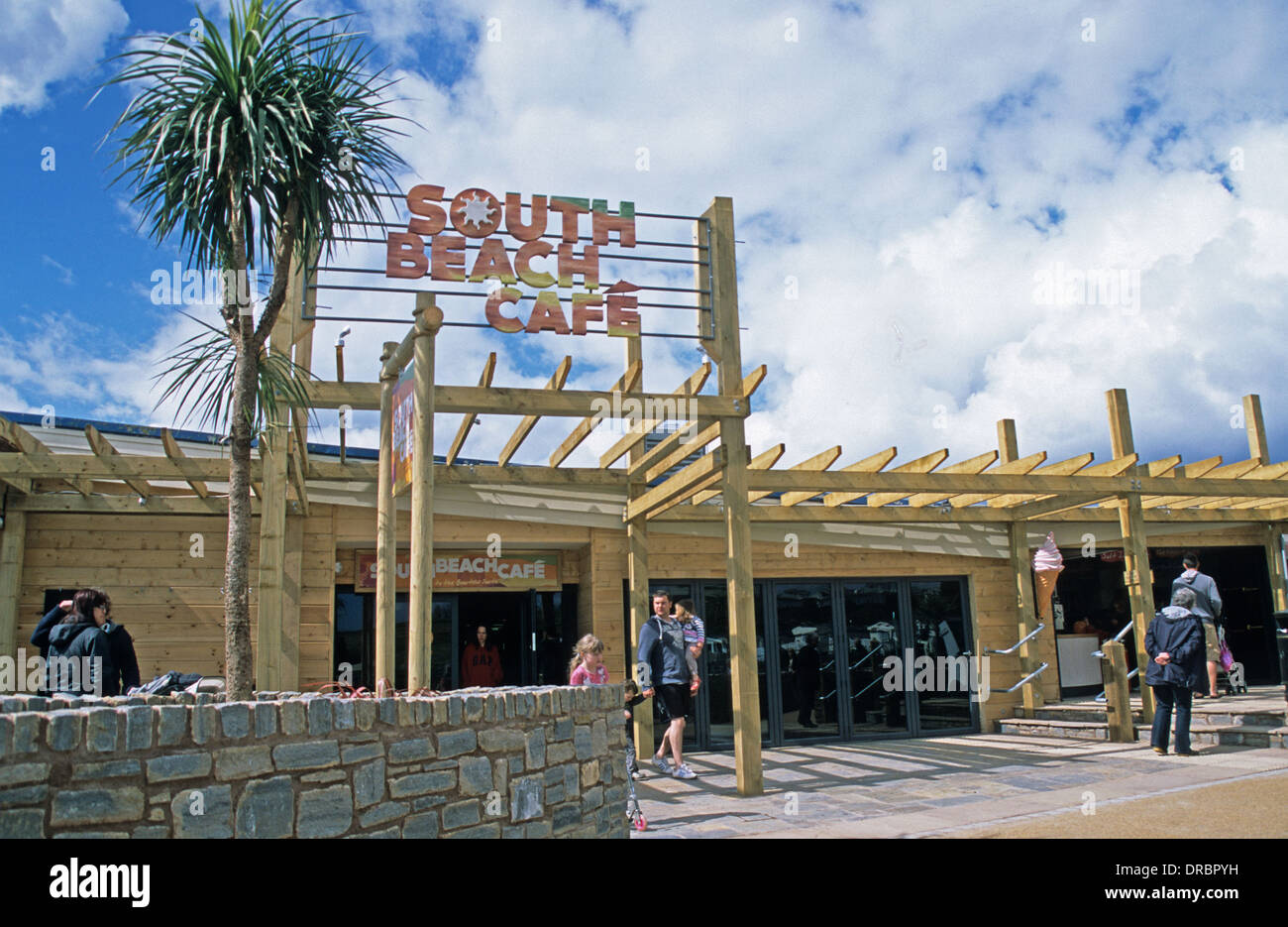 South Beach Cafe at the Haven Sandy Bay caravan site, Devon Cliffs, near Exmouth, Devon, England, UK Stock Photo