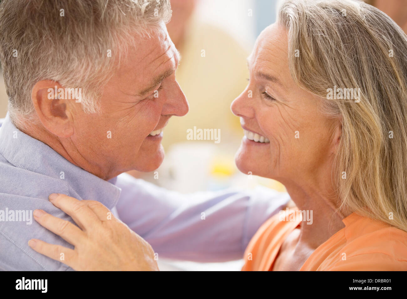 Senior couple hugging Stock Photo