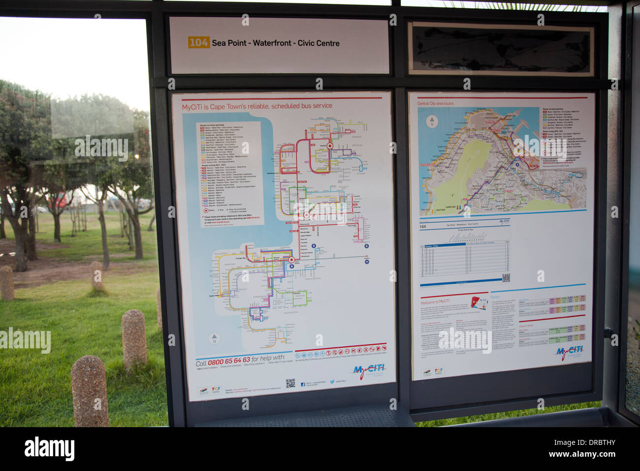 MyCiti is Cape Town's new Bus Service - Bus stop in Mouille Point, Cape Town - South Africa Stock Photo