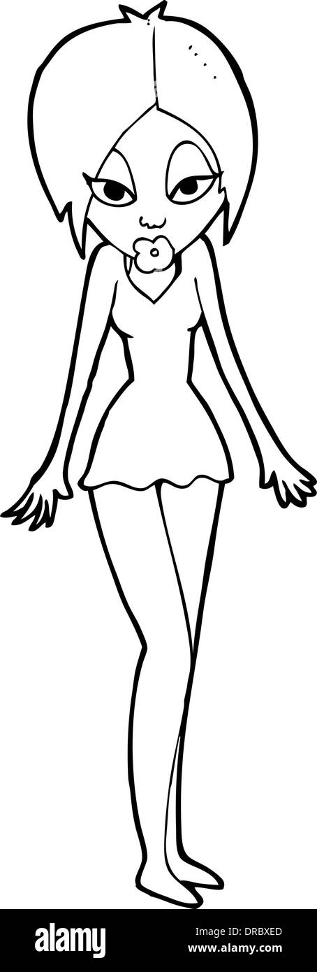 cartoon woman in short dress Stock Vector Image & Art - Alamy